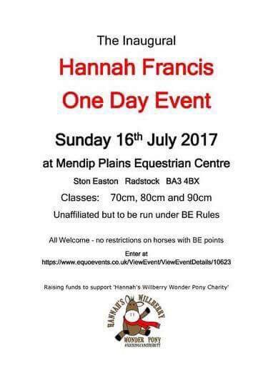 EquineHour's tweet image. Get your entries in for the Inaugural Hannah Francis One Day Event which is being held on 16th July @mendipplainsec #EquineHour