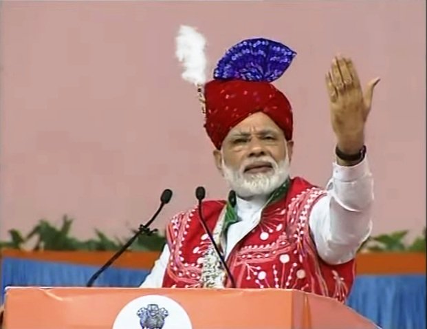 Entire river lifted to 55-storey building height to supply water to you: PM Modi at Modasa