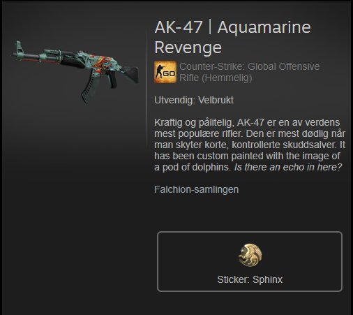 ★ AK-47 | Aquamarine Revenge ★

TO ENTER YOU MUST:

★ FOLLOW <a href="/Skin_Kings/">Skinkings</a> 
★ RT + LIKE 
★ TAG 2 FRIENDS

★ Enable Notification ★