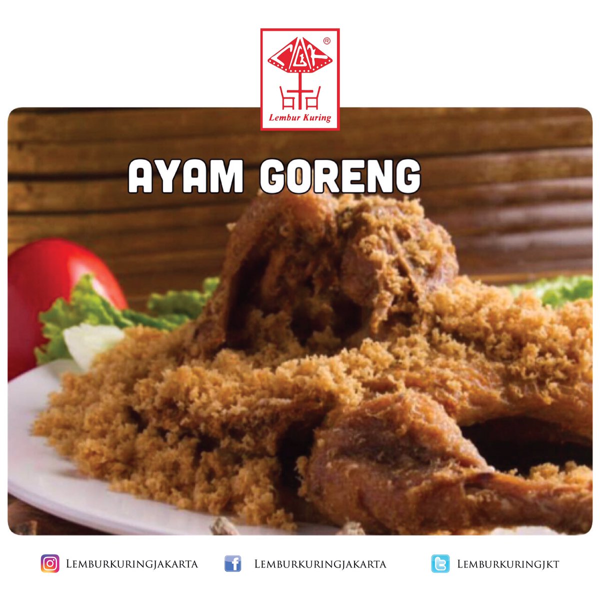 AYAM GORENG khas lembur kuring memang mengundang lapar! 🤤 Ayo tunggu apa lagi? 
.
 Diskon 10% hanya sampai 31 Juli 2017! ( SnK berlaku )