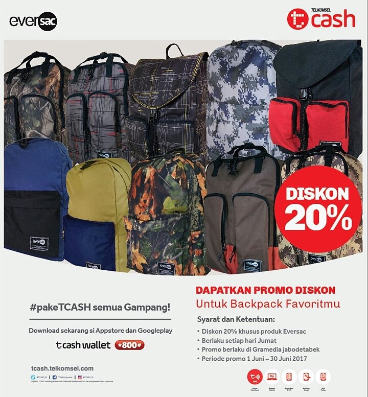 HARI TERAKHIR !!!!
Nikmati benefit lebih untuk setiap pembelian product <a href="/eversacbag/">Eversac Bag</a> khusus pengguna Tcash Telkomsel
#pakeTCASHsemuagampang!