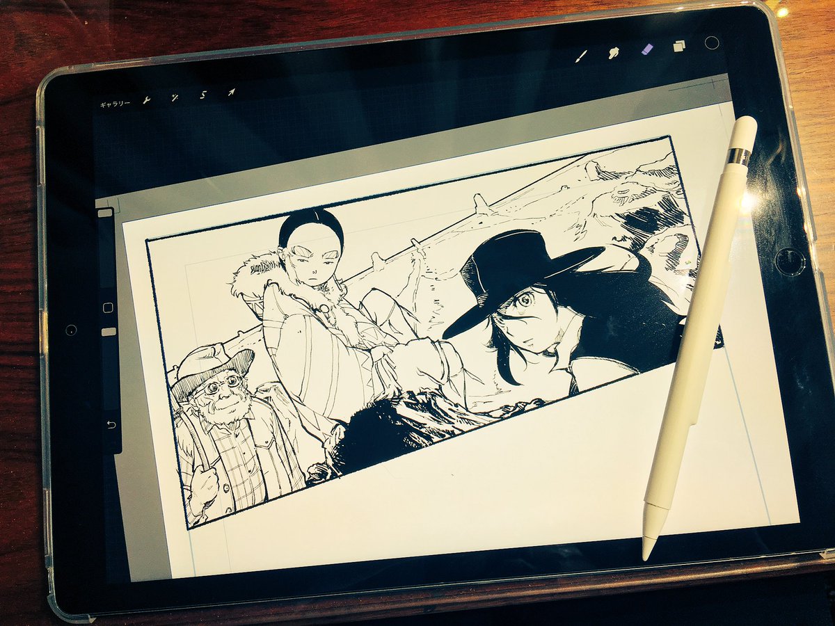 オヌマヨシテル マンガonウェブ連載中 Ipad Pro Procreate ペンにスイッチ類が一切ないのは不便だし ショートカットも限定されている でも 描き味は最高 ペン入れに限っては もうcintiqには戻れない T Co 2bzzv60bmx Twitter