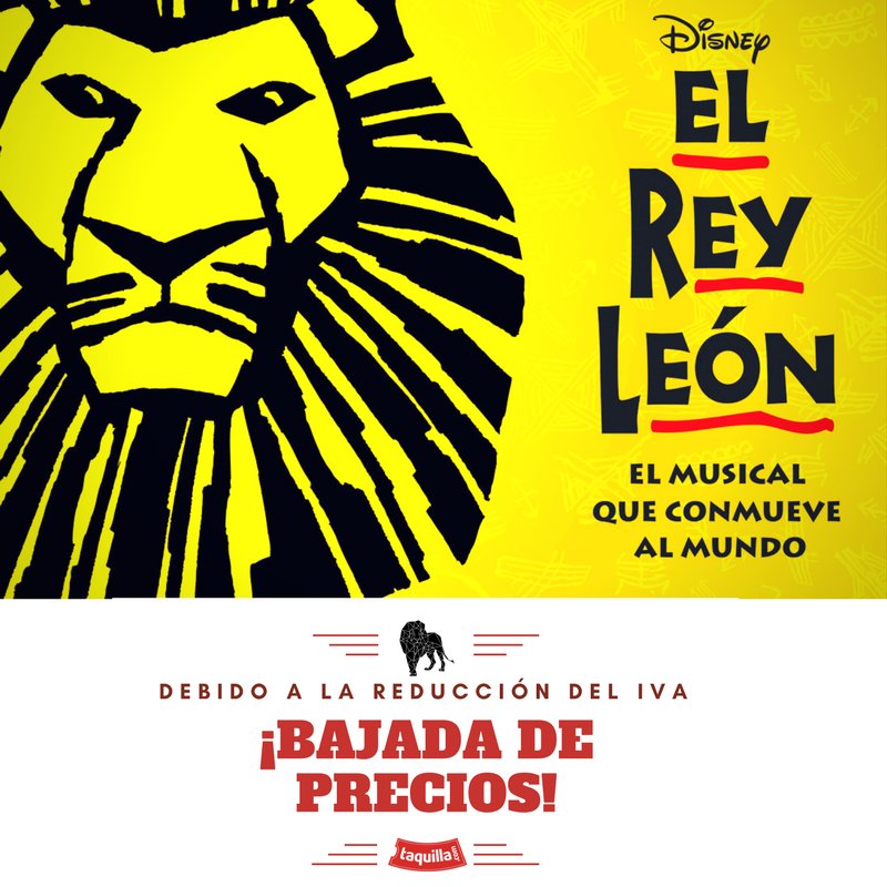 ¡¡Atención, Taquilleros!! ¡El Rey León, el Musical ajusta sus precios! 🦁
Entradas 🎈🎈DESDE 21 €🎈🎈 ➡️ bit.ly/25InSfQ