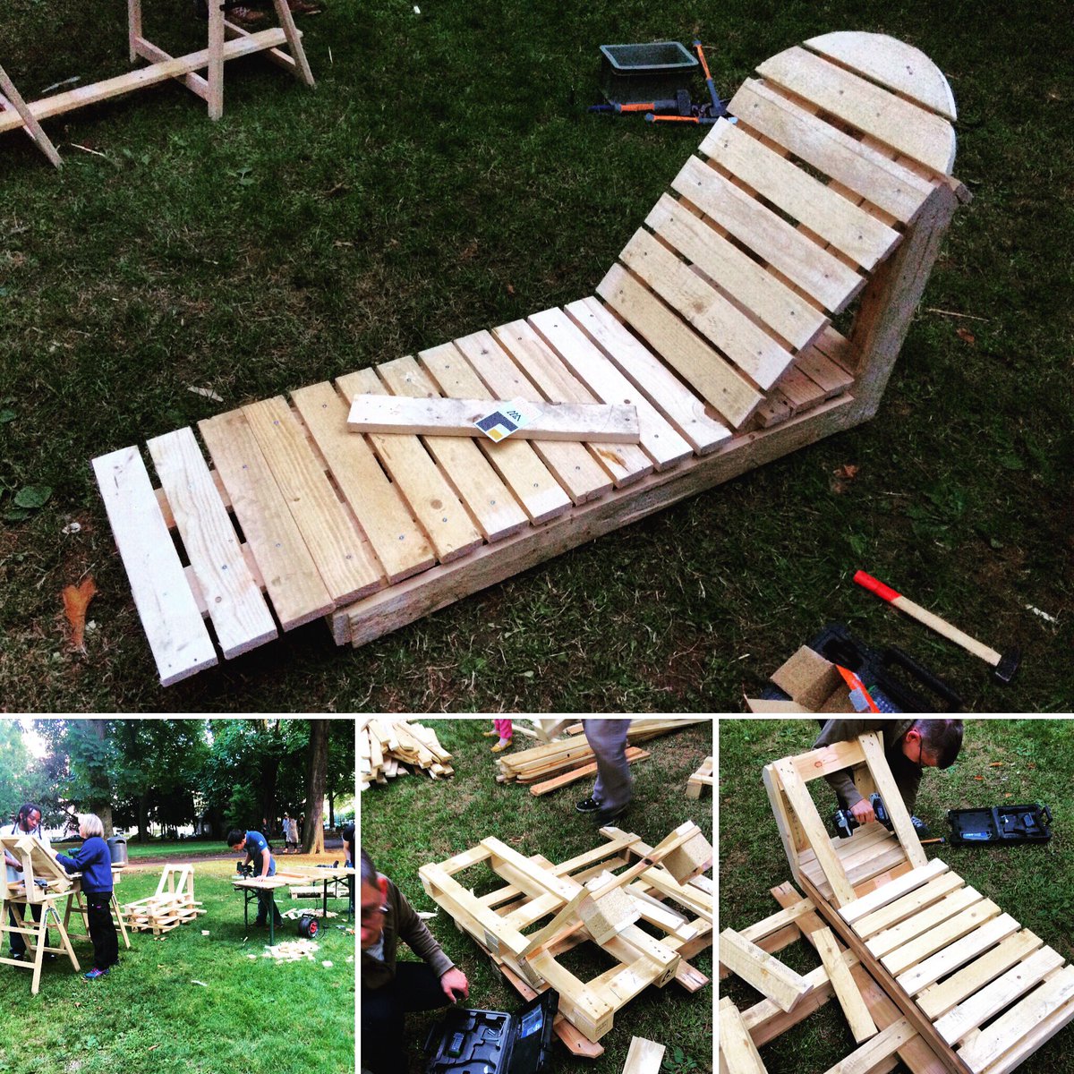 Aalibou's tweet photo. Super atelier chaise longue hier #parcsalavator @mulhouse avec l'asso @AEM_68 #diy #recyclage #palette #moneteamulhouse #jeudiduparc 👍🏼💪🏼🔨♻️ https://t.co/cP0TDffeXy