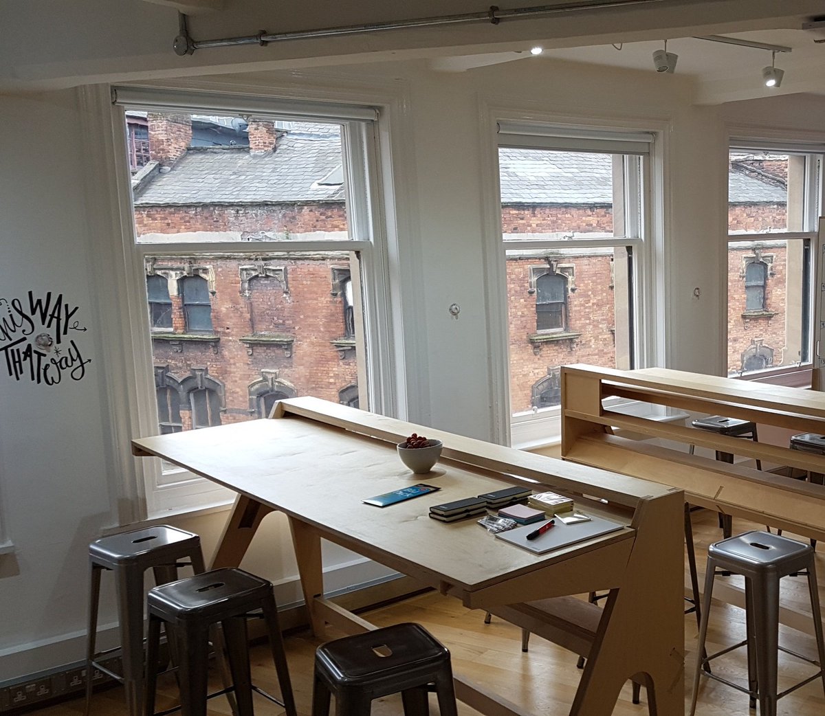 shhh_hina's tweet photo. Warm welcome awaits for today's Manchester #homelesshack teams. Thanks @Valtech for making this ace space even more ace for the next 2 days! https://t.co/yW4r66CGjK