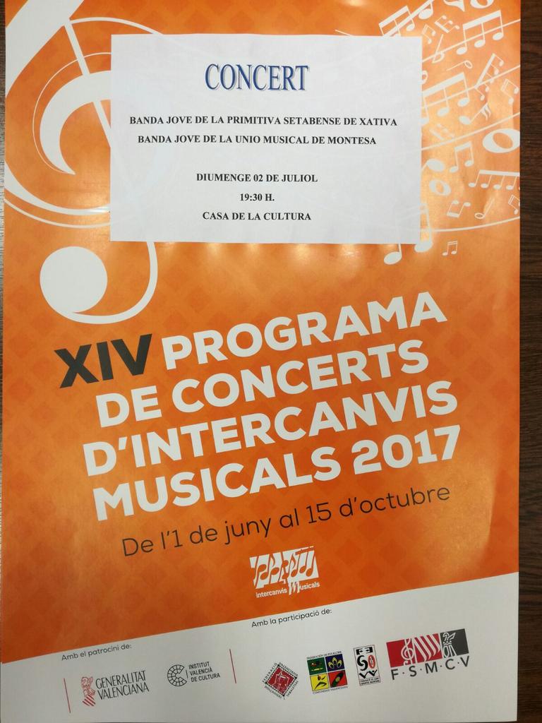 Unió Musical Montesa (@um_montesa) on Twitter photo Vos esperem a tots aquest diumenge a Montesa! 19:30 a la Casa de la Cultura. <a href="/MUSICAVELLA/">Vella Musica</a> <a href="/pacoxativa/">Paco Albero</a> Vos esperem a tots aquest diumenge a Montesa! 19:30 a la Casa de la Cultura. <a href="/MUSICAVELLA/">Vella Musica</a> <a href="/pacoxativa/">Paco Albero</a>