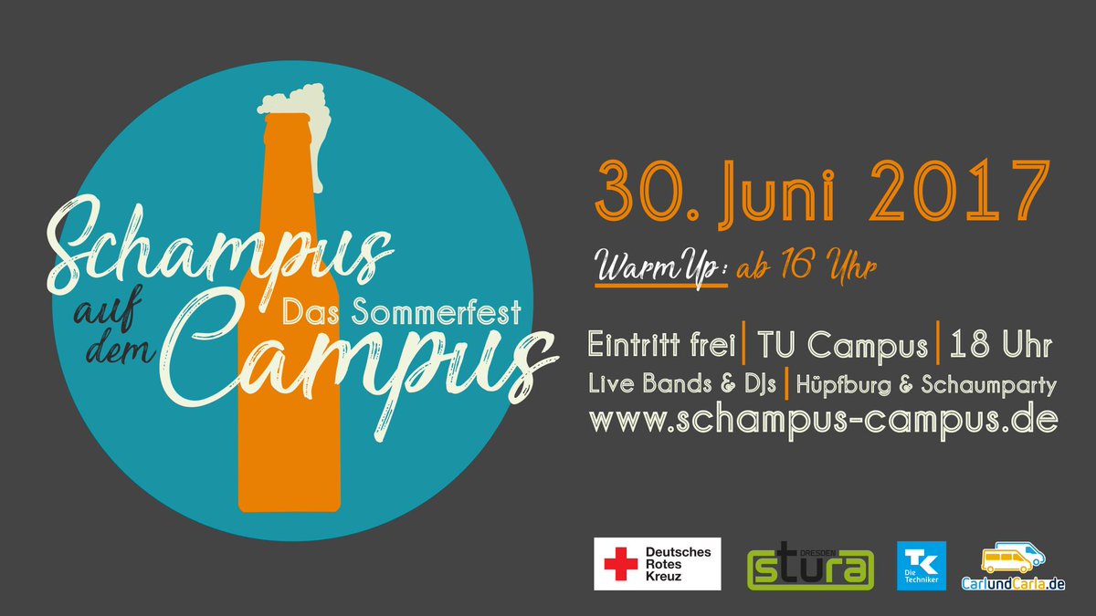 tudresden_de's tweet photo. Heute! Große #Party Schampus auf dem Campus @sturaTUD @schampuscampus #Dresden 16 Uhr Warm up, 18 Uhr Beginn, Eintritt frei #Schaumparty https://t.co/qX5wce96qj
