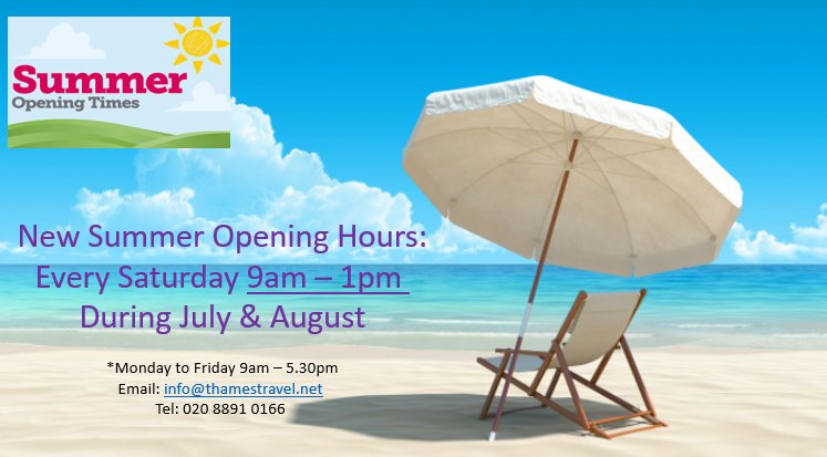 #Summer opening hours...now open 9am to 1pm on Saturday's during July &amp; August. Monday to Friday remains the same 9am to 5.30pm.