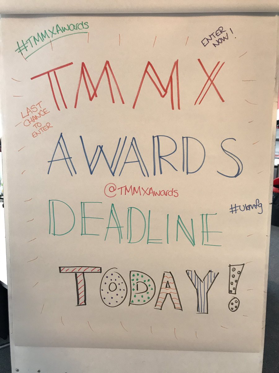 <a href="/TheManufacturer/">The Manufacturer</a> team are excited to receive the final entries for #TMMXAwards today!! Last chance to get involved! bit.ly/1V64bbl