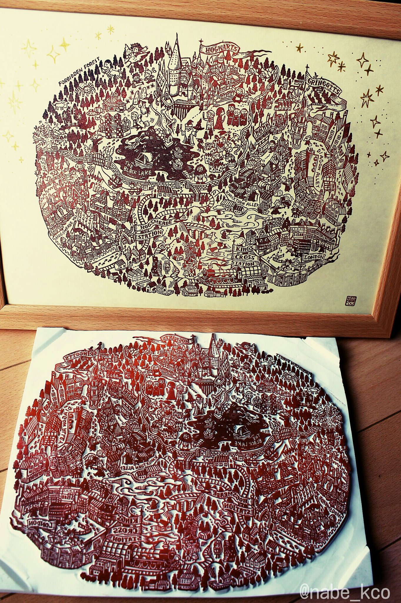 ナベタケイコ ハリー ポッターの魔法界はんこおしました 周年おめでとうございます Harrypotter Harrypotter 消しゴムはんこ