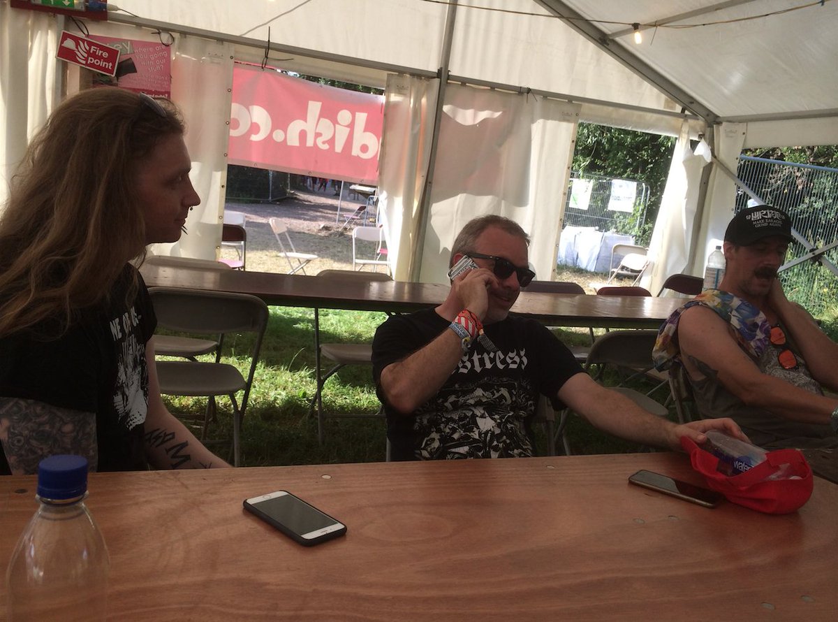 digearache's tweet photo. "Err Glen Matlock is stuck outside at Blue Gate C and was due onstage 10 mins ago"  #TeamEarache hard at work @GlastoFest #Unstoppable https://t.co/VVc2DpfQ6h