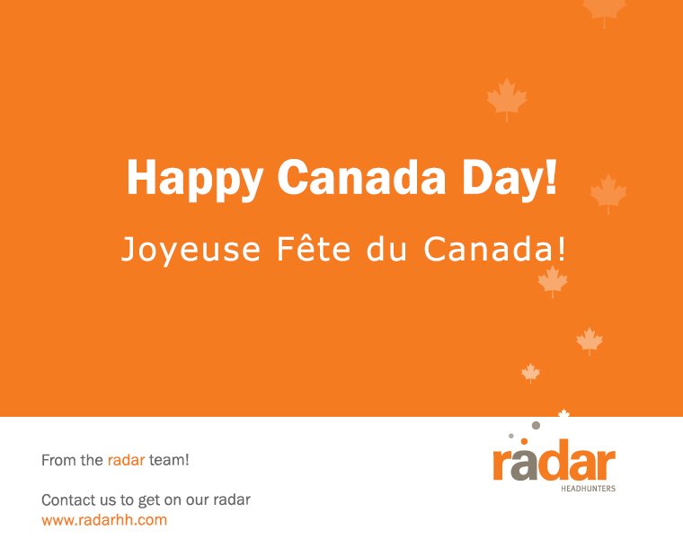radar_hh's tweet photo. Happy #Canada150 from the radar Headhunters team!
May you have a relaxing and enjoyable long weekend. https://t.co/KqiJ8gJbiU