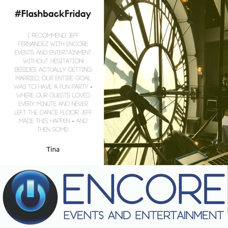 TotalEncore's tweet image. Our entire goal was to have a fun party - where our guests loved every minute and never left the dance floor. #FlashbackFriday