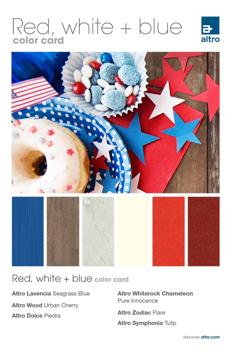 Red, White and blue never looked so sweet #4thofJulyweekend #AltroColorCard #Design #Flooring