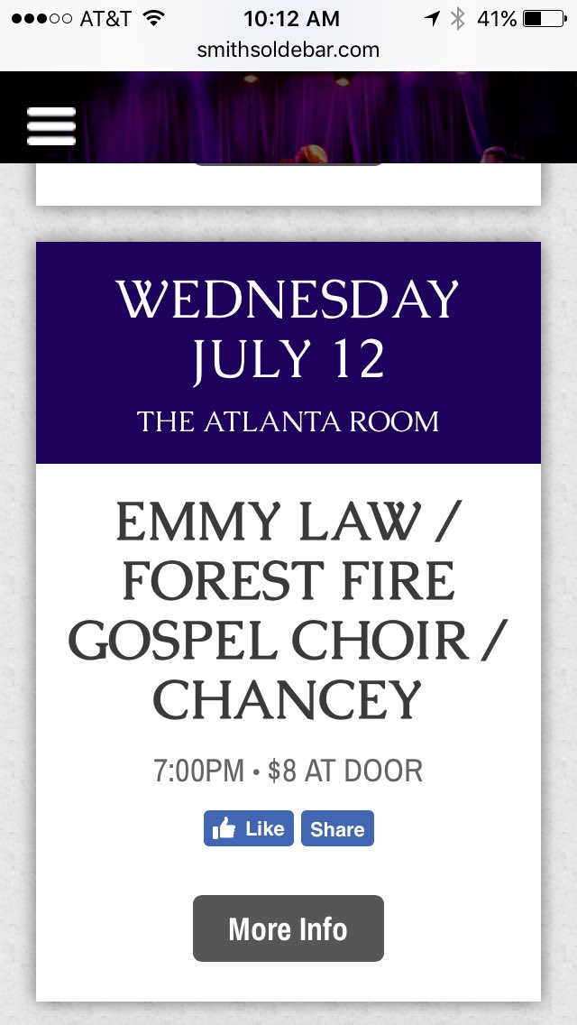 Can't wait to play a set with <a href="/emmylawmusic/">Emmy Law</a> on July 12 <a href="/SmithsOldeBar/">Smith's Olde Bar</a>