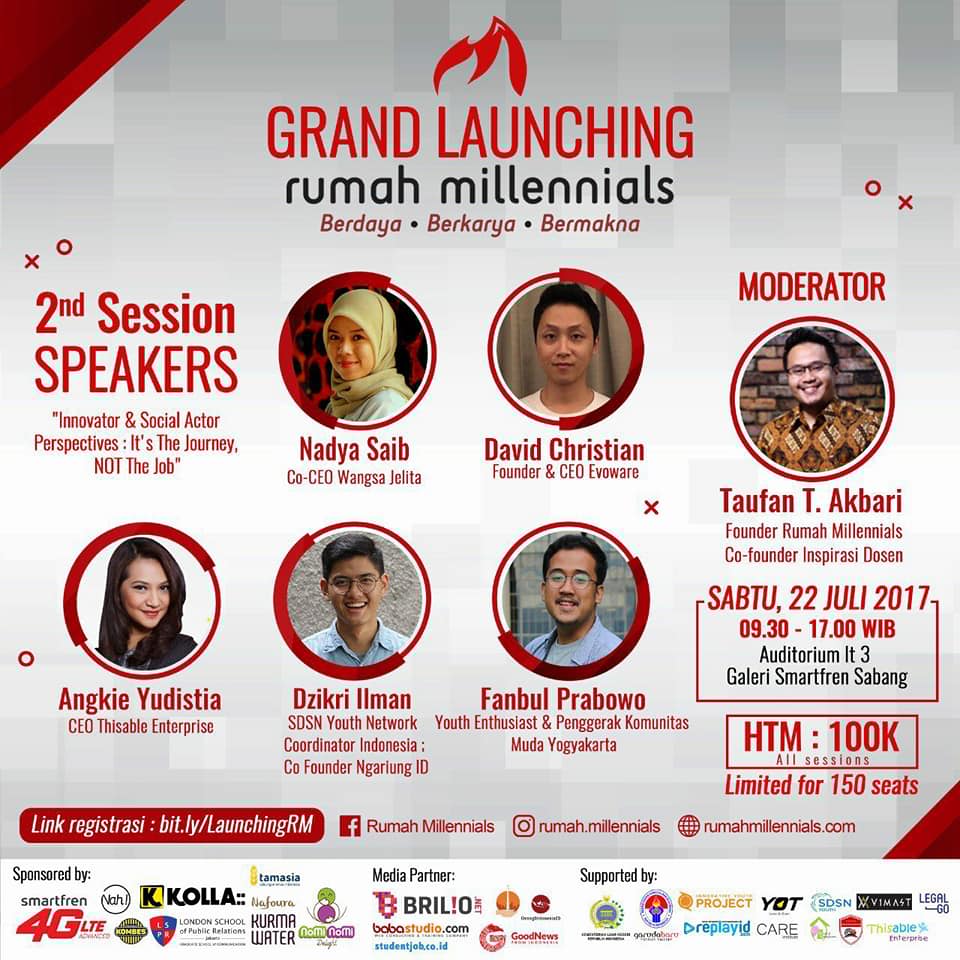 Mau tahu bagaimana orang2 sukses ini Berdaya, Berkarya &amp; Bermakna? Yuk gabung ke Grand Launching Rumah Millenials, OIers :) #millenials