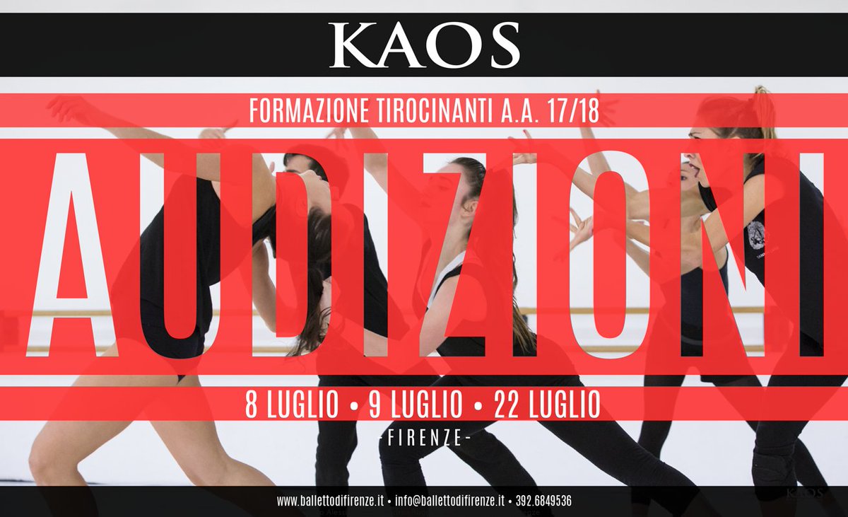 KAOSBdF's tweet image. Sono aperte le iscrizioni! AUDIZIONI PER LA FORMAZIONE TIROCINANTI KAOS BALLETTO DI FIRENZE - 8-9-22 luglio 2017 ballettodifirenze.it/audition/