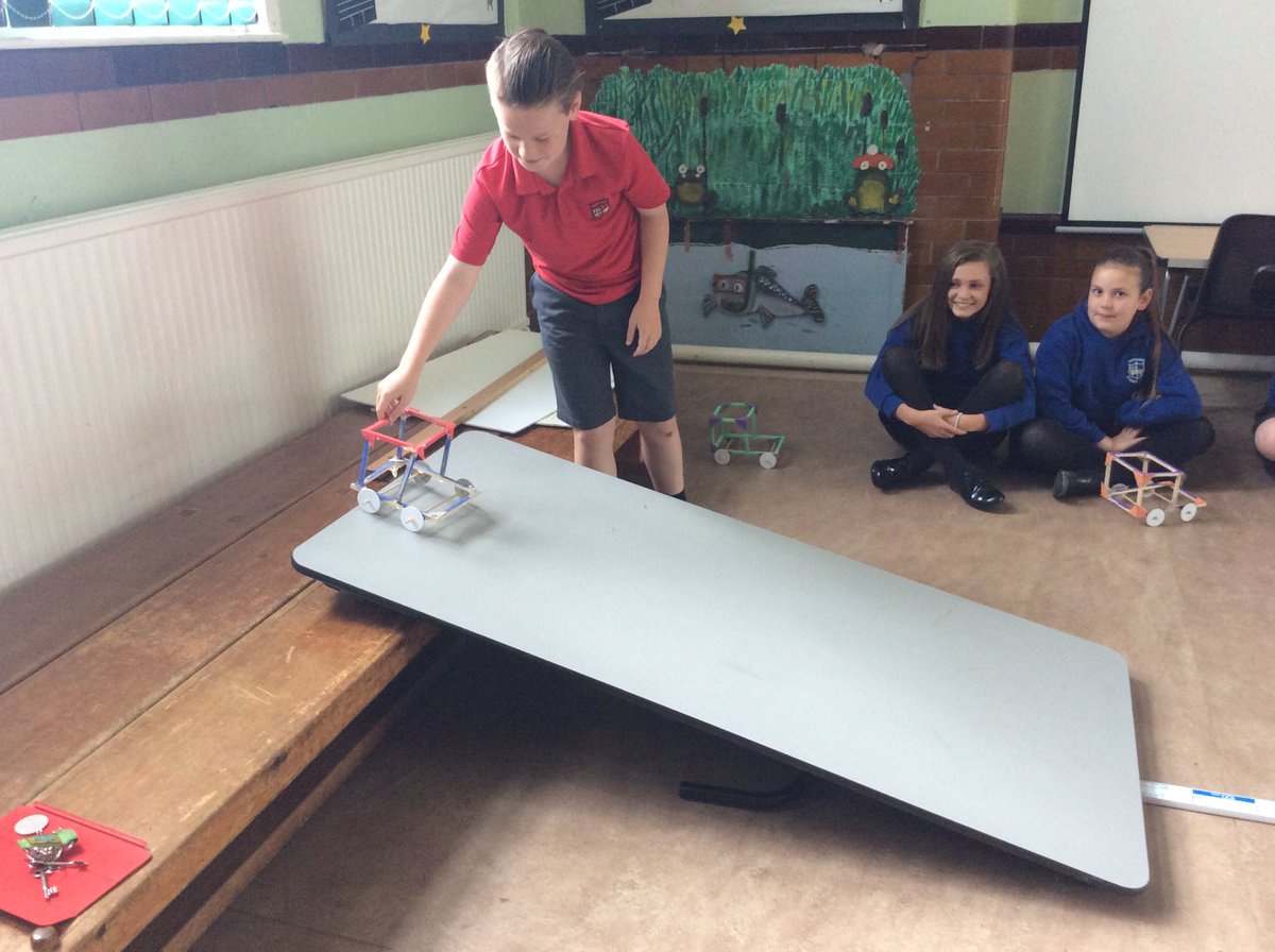 ClassRWvic's tweet photo. Testing our toy cars on a ramp! Ben's car travelled the furthest!!! https://t.co/e2nSRarOEg