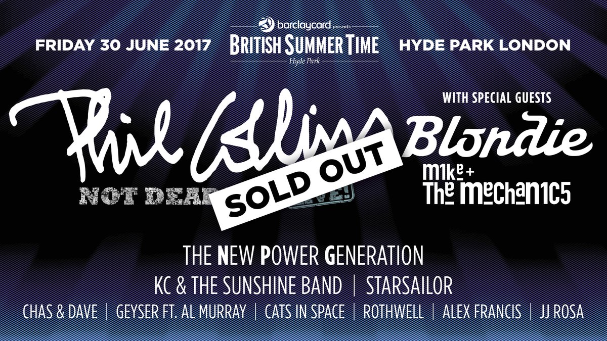 BSTHydePark's tweet image. It’s all over…. Tickets for @PhilCollinsFeed have now SOLD OUT! To all the easy lovers out there… we will be seeing you all real soon!