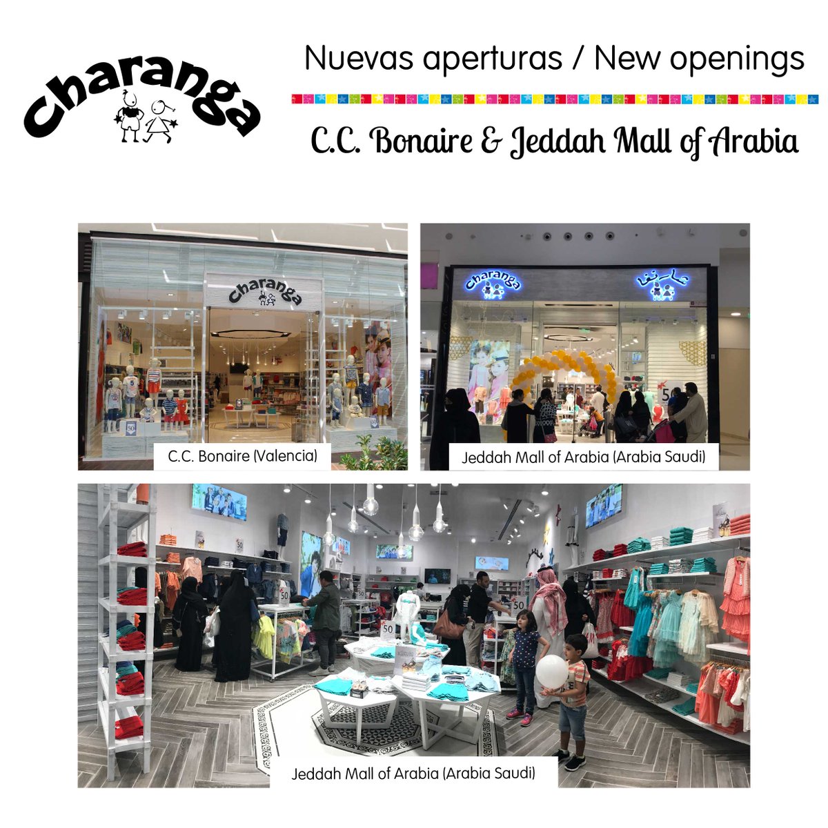 Termina junio y haciendo balance del mes... os dejamos con nuestras dos nuevas aperturas 😁😁En @CCBonaire y @MallOfArabia_ #Charanga