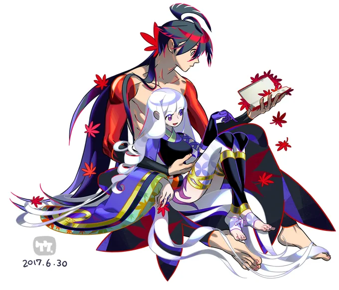 大辞展キービジュアル用に描いた戯言と刀語 の絵。 