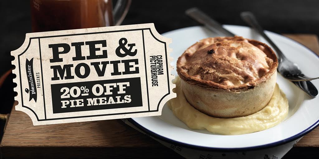 ClaphamPH's tweet photo. Today is the last day of June and therefore your last day to get 20% off @pieminister pies with a cinema ticket. So don't #PieAnotherDay. https://t.co/22XygaM9aT