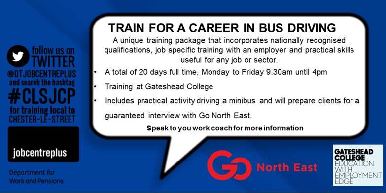 JCPinDurhamTees's tweet photo. #SectorBasedWorkAcademy Train for a #Career as a #BusDriving @gonortheast with @gatesheadcoll for info speak to your #CLSJCP Work Coach https://t.co/khmEPSzR1j