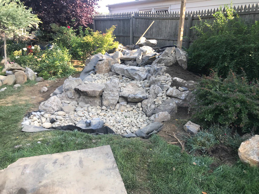 jeff_island's tweet photo. Our new. #pondless waterfall will be flowing in a few hours! Our clients life will be forever changed! https://t.co/TvUsLDYauQ