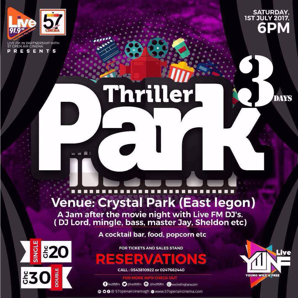 afiah_horny's tweet photo. #thrillerPark 📽🍿powered by@57_cinema @live919fm

JULY 1st
🚏THE CRYSTAL PARK
@wofa_papabi
To Book a stand or Ticket reservation
📞☎📱0571662440 https://t.co/uFe0jmOQHy