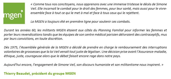 MGEN_officiel's tweet image. #SimoneVeil "incarnait le combat pour le droit des femmes, pour leur santé et pour le vivre-ensemble" @ThierryBeaudet 1/2