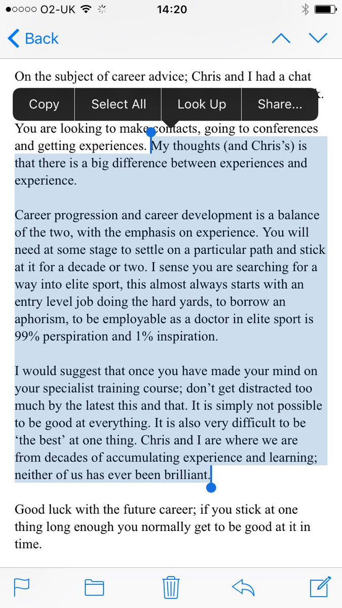 cjtdoc's tweet photo. Thought I'd post this advice a senior colleague sent to a junior Dr keen on SEM. Contains much wisdom, despite saying I'm not 'brilliant'! https://t.co/YjK7uBteEZ