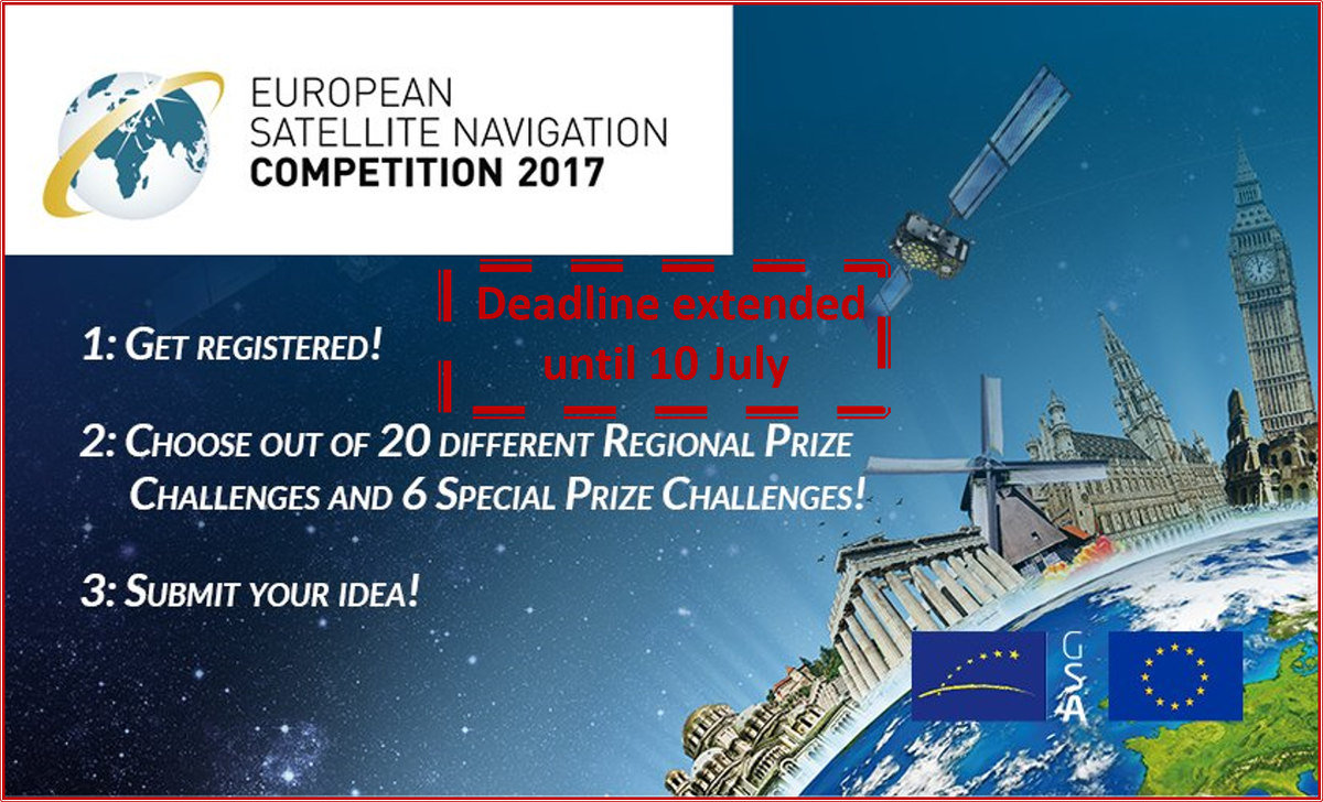 Good news 4 procrastinators :-). The deadline 4 #ESNC applications is extended until 10 July #GNSS #EU60 Apply now! esnc.eu/prize/gsa/