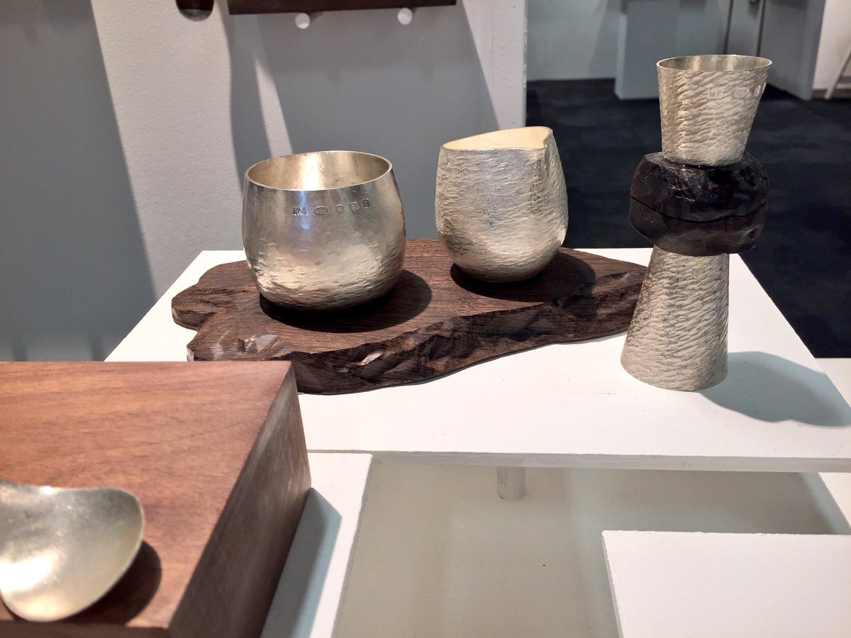 Megan_Falconer's tweet photo. Having a great time at @NewDesigners talking to lovers of whisky about my silver serving set. #whisky #handcraftedinscotland @whiskyguild https://t.co/2D3CMfA7nd