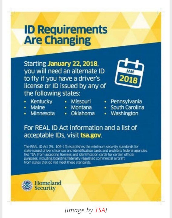 AF_oki70's tweet image. Be aware ID requirements are changing and id's from the states listed below do not meet the federal standards for identification or travel.