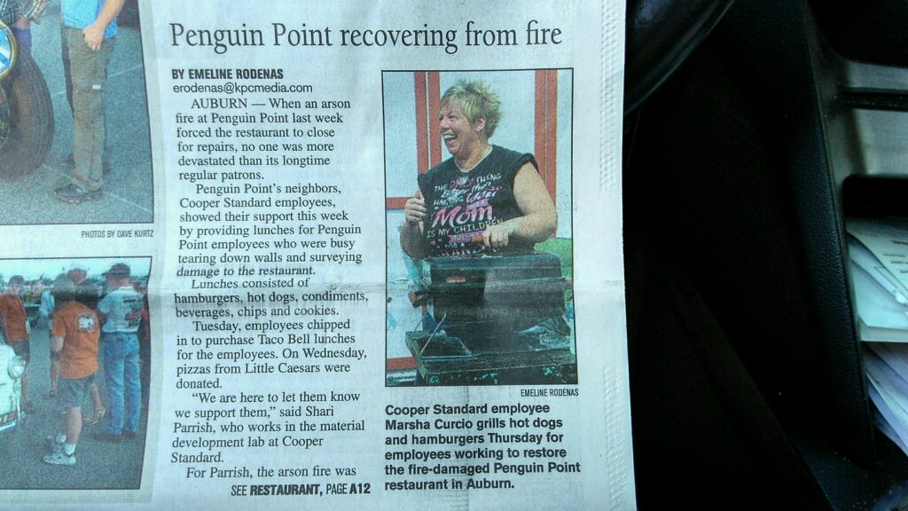 PenguinPointIN's tweet photo. Thanks to all who are supporting us through the fire at our Auburn #PenguinPoint! Here is a little bit of how our recovery is going :) https://t.co/oRV2b1XnaH