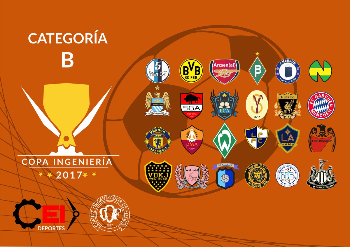 Les presentamos a los equipos que participarán de la Categoría B de la gloriosa e histórica #CopaIngeniería, edición 2017 💪🔜⚽🏆