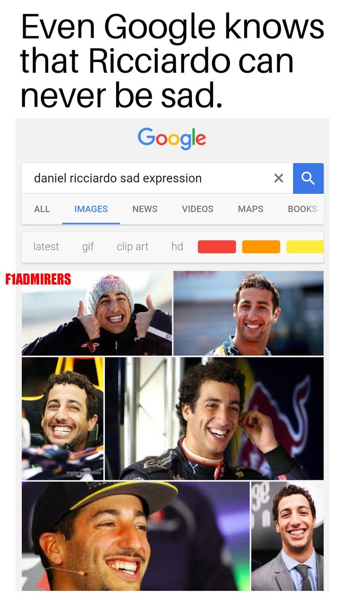 F1Admirers's tweet image. Hey @danielricciardo,even Google knows u're never upset in life! #RedBullRacing #DanielRicciardo #CheckForYourself #ModelForToothpasteAd #F1