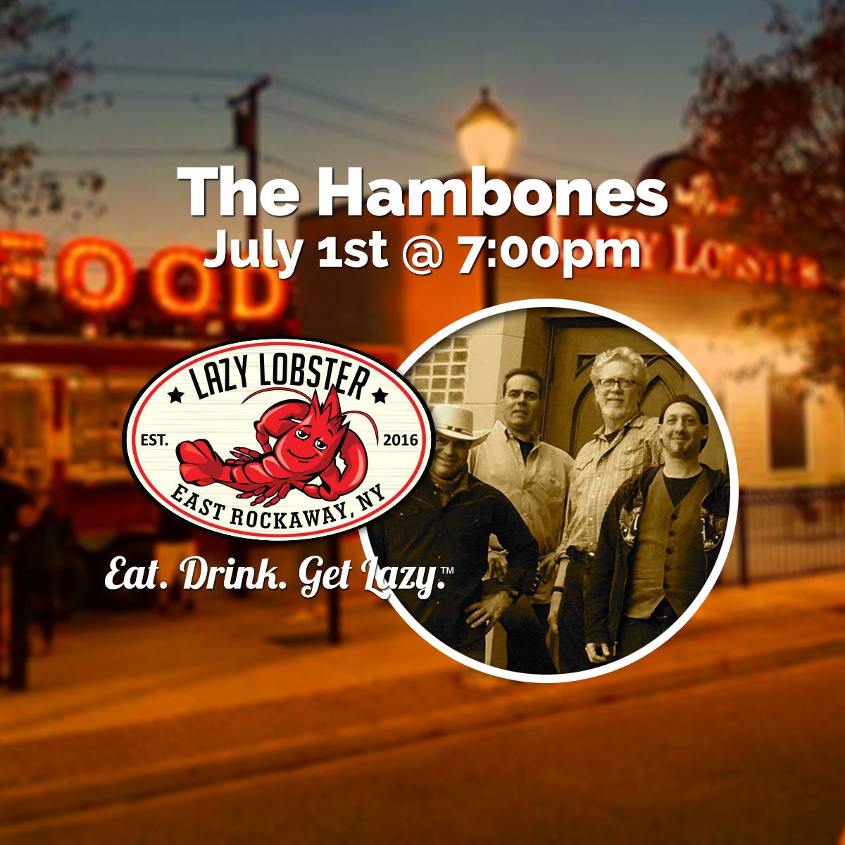 LazyLobsterNY's tweet photo. The Hambones on Saturday! They'll put some fried chickin' in your soul! https://t.co/hMpmu1BIBq #GetLazy #countrymusic https://t.co/1HN4m4OOdb