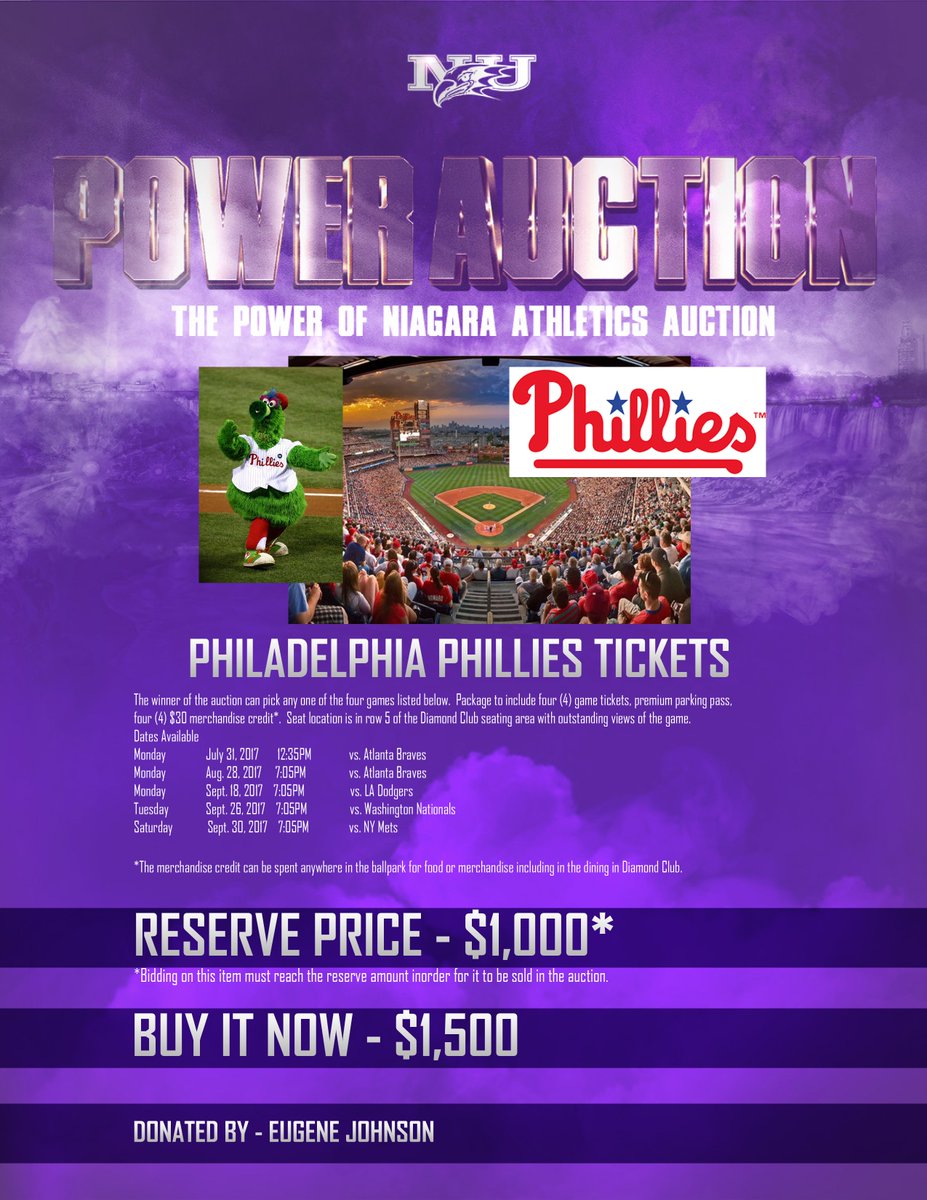 NiagaraNzone's tweet photo. Two more weeks left for the #PowerAuction, so now is the time to look at what you can win! Go Phillies!
#believeNU #supportstudentathletes https://t.co/YEOfIDhQ3e