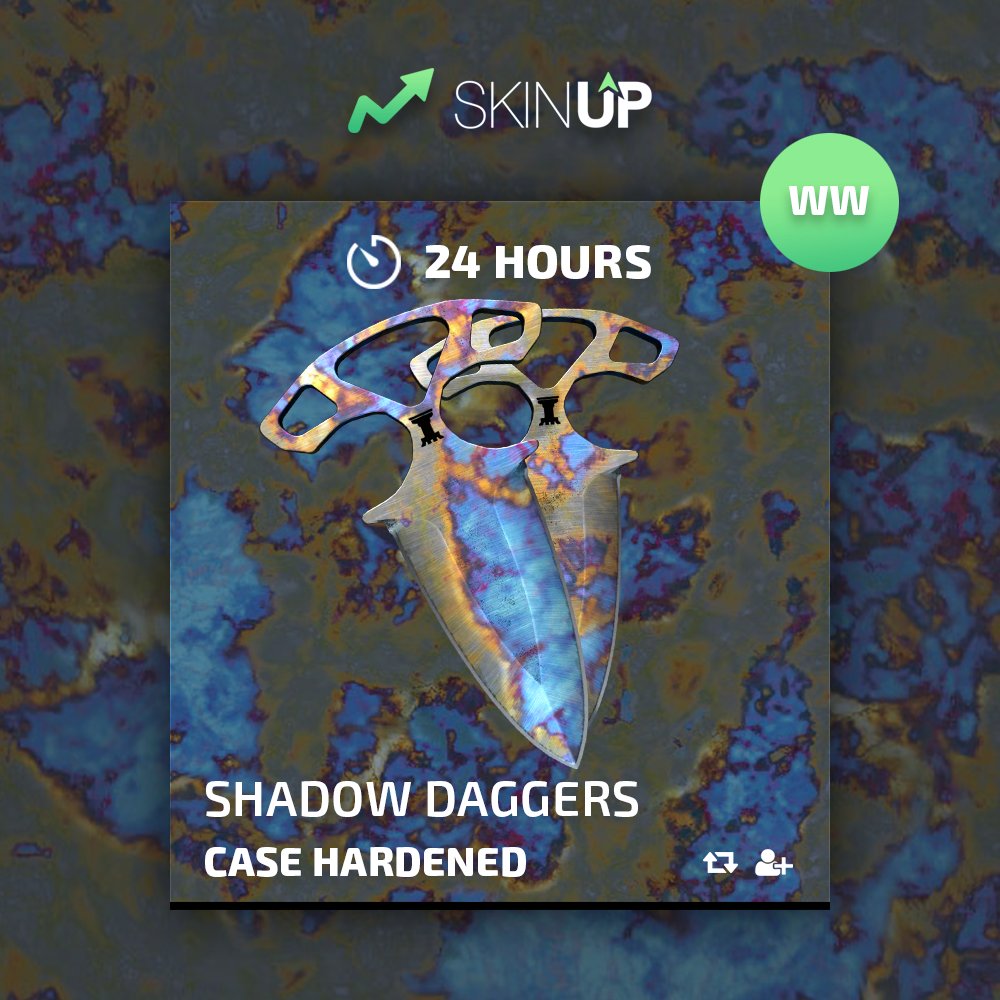 🏮 SHADOW DAGGERS CASE HARDENED DAILY GIVEAWAY ⬅️

TO ENTER
✔️ RETWEET
✔️ FOLLOW <a href="/skinupgg/">SkinUP📈</a> 
✔️ BE HAPPY

GOOD LUCK 💕