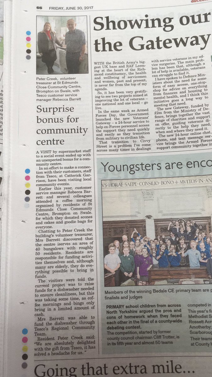 Lovely piece in Darlington and Stockton times #tescocatterick visiting Brompton on swale residential community centre #community