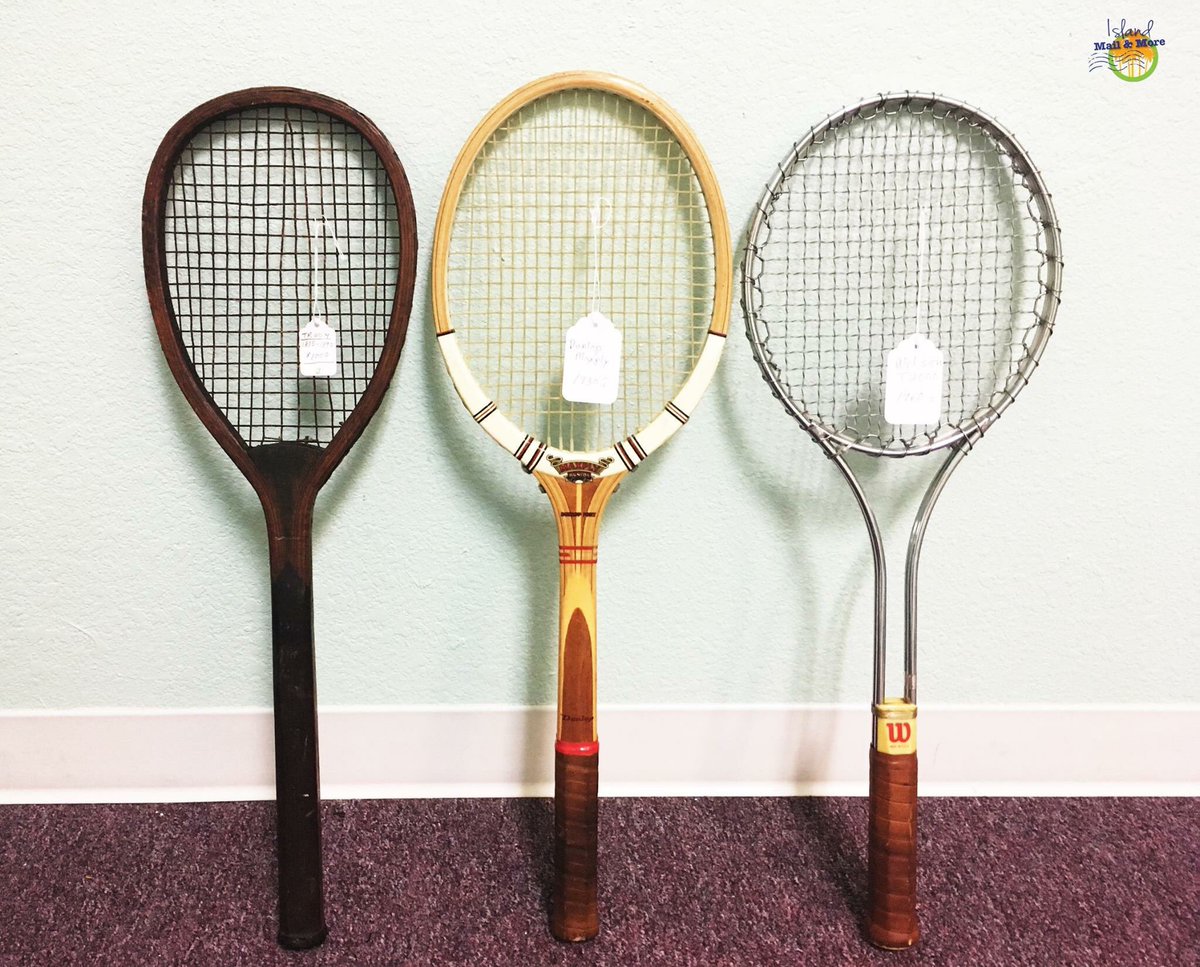 IslandMailMore's tweet photo. We just shipped these vintage tennis racquets. One is from the 1960s, the 1930s, and 1885. #UniqueMail #annamariaisland #loveFL https://t.co/JYC8hNsBI2