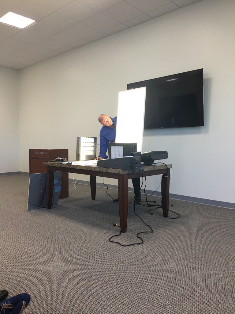 KeelerMonty's tweet image. #TitanLED CEO Brian Hennessy introduces new 4x2 flat panel. Very nice!