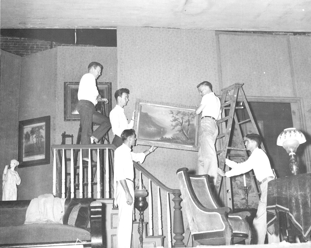 We missed throwback Thursday yesterday...But here's a shot of the crew finishing up the set on a production of "Angel Street" - Circa 1955!!