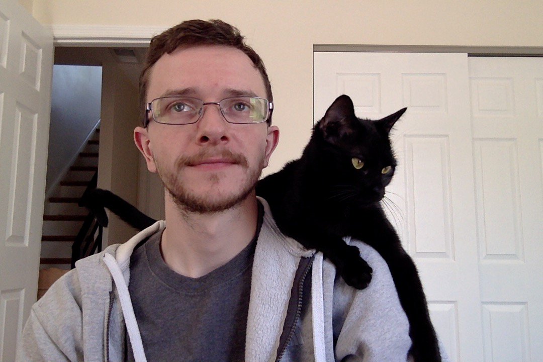 EvanMHerman's tweet image. Just another day, writing code with a cat on my shoulder. #CodeBuddy #CodingIsBetterWithAFriend #cats #WorkFromHome #WordPress