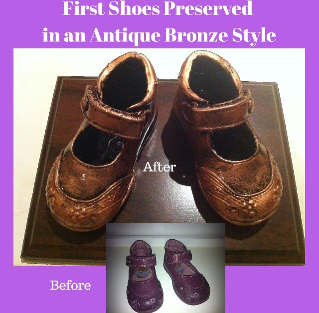 antique bronze baby shoes