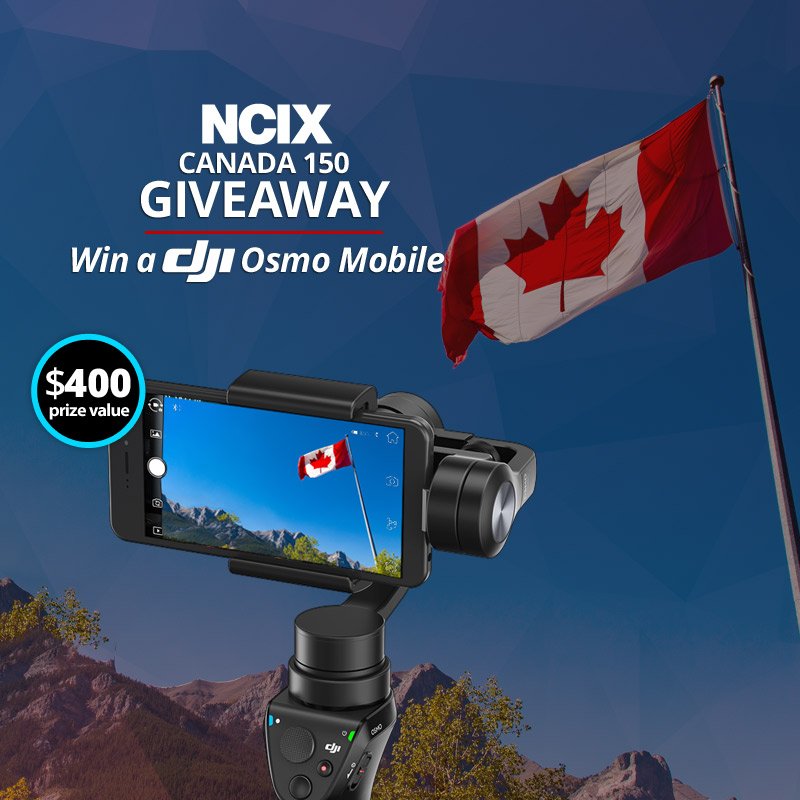 NCIXdotCOM's tweet photo. We're celebrating #Canada150 by giving away a @DJIGlobal Osmo Mobile Gimbal ($400CAD Value)!

Enter now: https://t.co/p2jmFUMRbQ https://t.co/ThohePkkVn