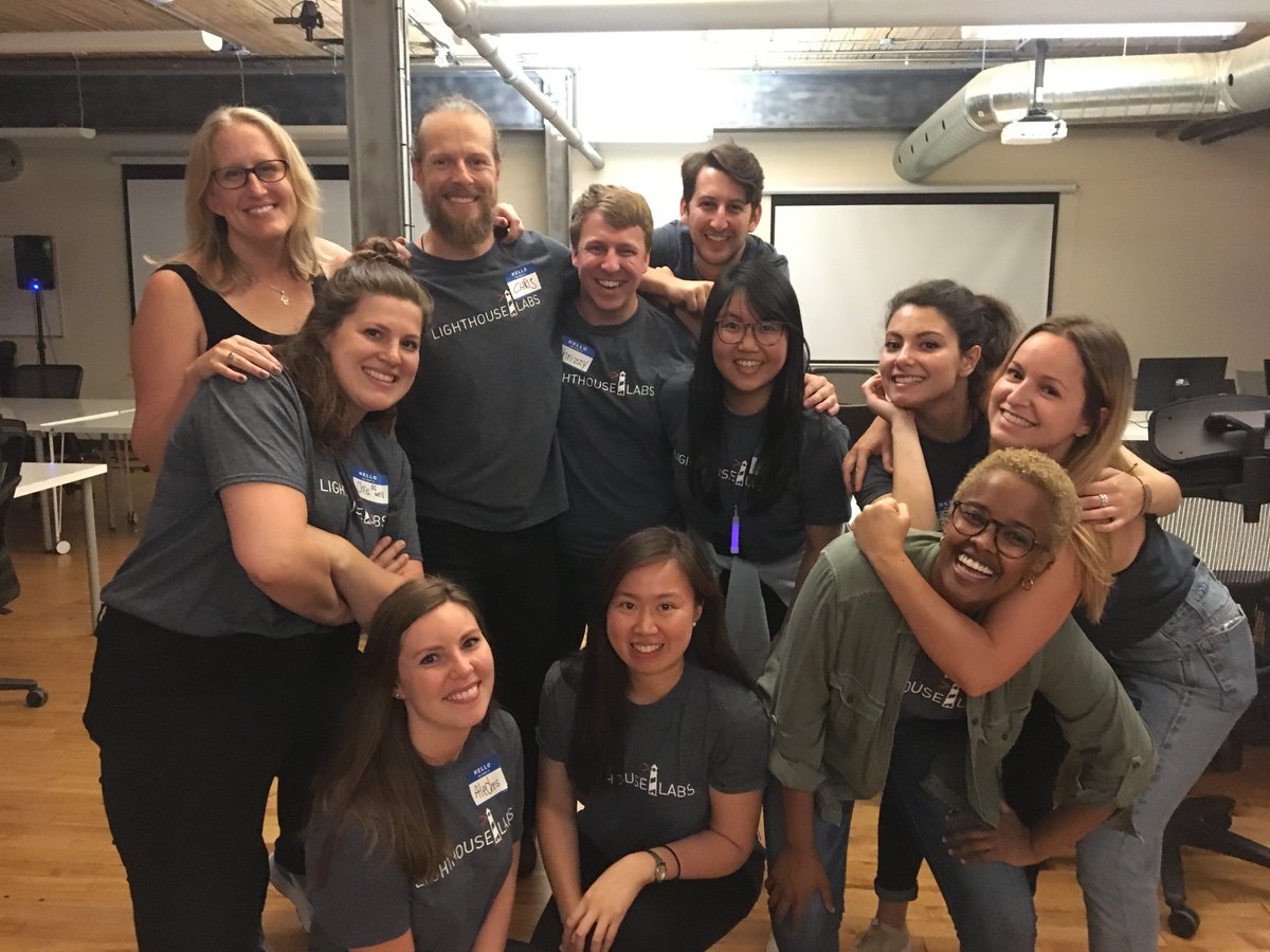 izzydoesizzy's tweet photo. It's such a privilege to work with this rag-tag band of weirdos everyday! <3 
@lighthouse_labs <3. Sad to see the big guy @Careerstopher go! https://t.co/vwE7vWTmhC