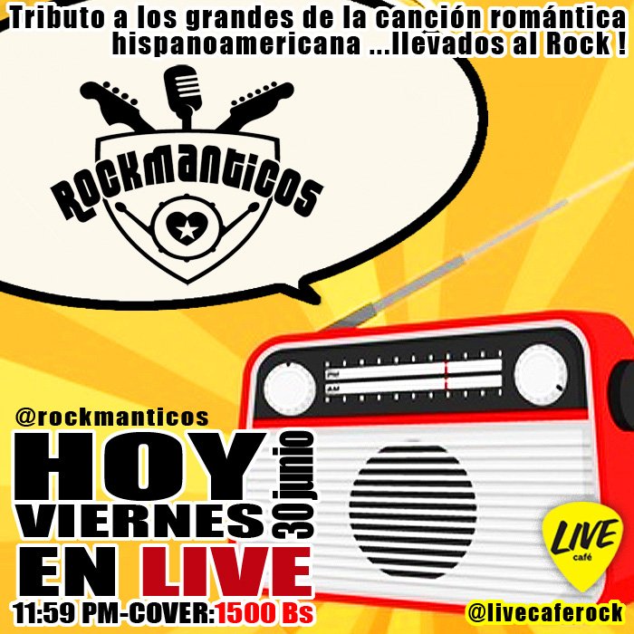 rockmanticos's tweet photo. ...esto es HOY, nos vemos esta noche en el excelente ambiente de @livecaferock en una noche retro y rockmantica ! https://t.co/ZpKWIiU4P1