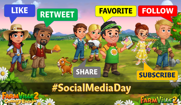 farmville2's tweet image. ☀Be sure to keep up with our Community on #SocialMediaDay by following us 👉 Forums: zynga.my/FV2Forums #SMDay #SMDay2017 #socialMedia🙂👍